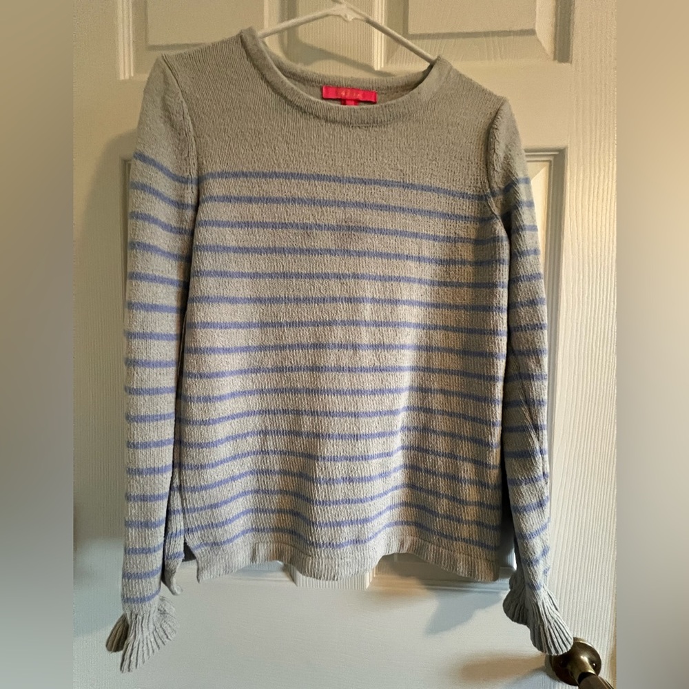 Lilly Pulitzer Gray Sweater with Purple Stripes